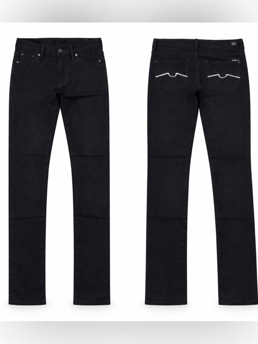 💥3/$50 NWOT 7 For All Mankind Black Straight Leg Jeans | White Pocket Detail